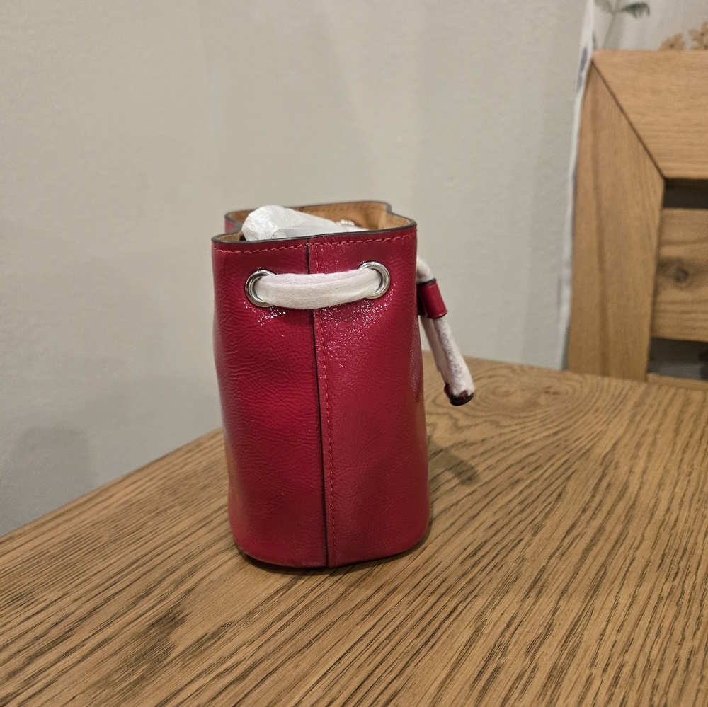 Coach Red Mini Patent Leather Drawstring Wristlet - Picture 7 of 10